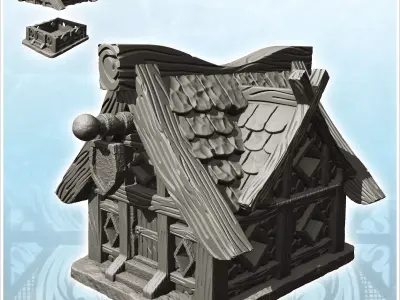 Medieval store with front sign and exposed framework 7 - Medieva 3D print model