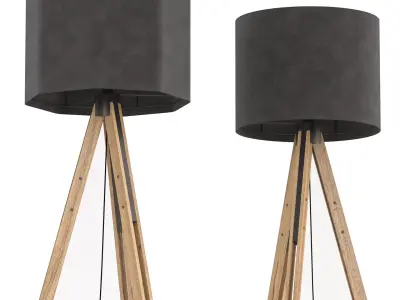 Tripod Wood Floor Lamp 3D model