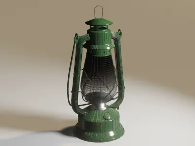 Old kerosene lantern Low-poly 3D model