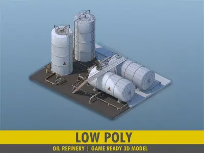 Oil Refinery Factory Low-poly 3D model