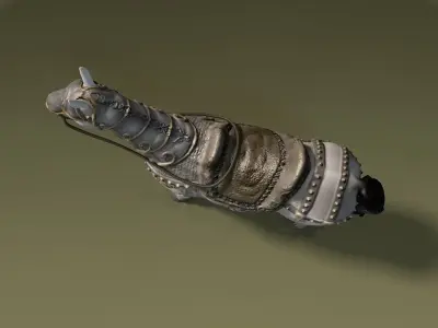 White horse with armor Low-poly 3D model