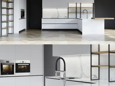 Kitchen1 stainless steel oven with glass door 3D model