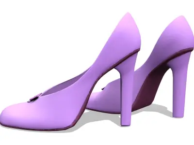 Purple Little Front Bow Stillettos High Heel Shoes Low-poly 3D model