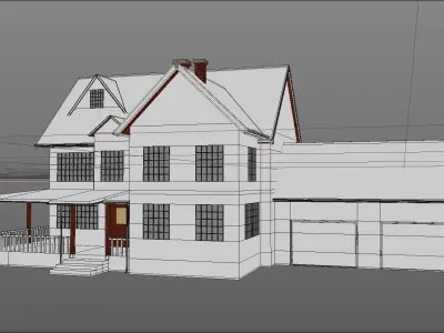 North American Type Garden State House Low-poly 3D model