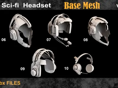 10 Sci-Fi Headset Base Mesh Vol 21 Low-poly 3D model