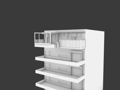 roofgareden building with balconies and balconies 3D model