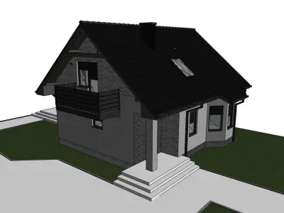 one family house with gable house 3D model