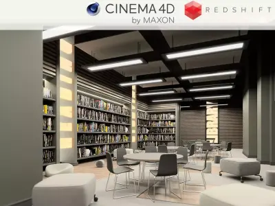 Redshift - C4D Scene files - Library Interior 3D model