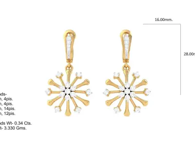 GemStone Diamond Light weight earring 19 3D print model