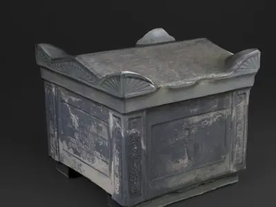 3D Scanned Tombstone - 02 low-poly Low-poly 3D model
