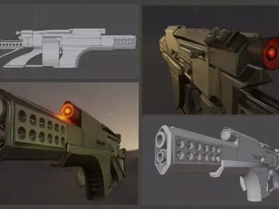 Futuristic Weapon Concept for a use in Blender-29 Low-poly 3D model