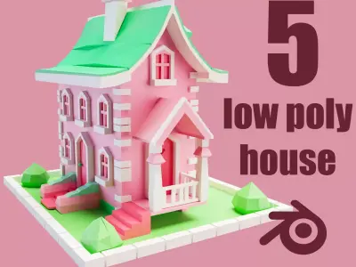 5 lowpoly house Low-poly 3D model