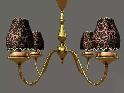 Chandelier with four lamps Low-poly 3D model