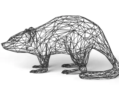 Mouse Wireframe Low-poly 3D model
