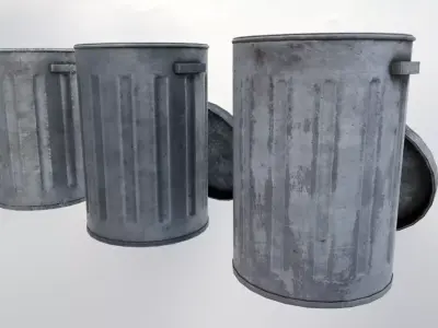 Trash Can Low-poly 3D model