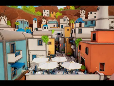 Stylized Greek Island Low-poly 3D model