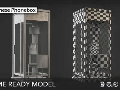 Japanese phonebox Low-poly 3D model