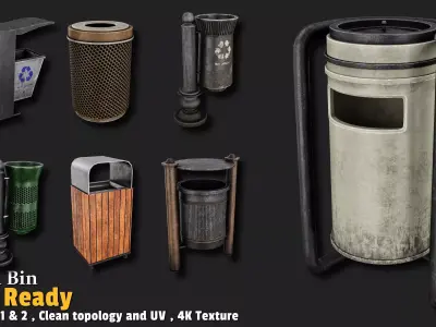 Trash Bin  Game Ready VOL01 Low-poly 3D model