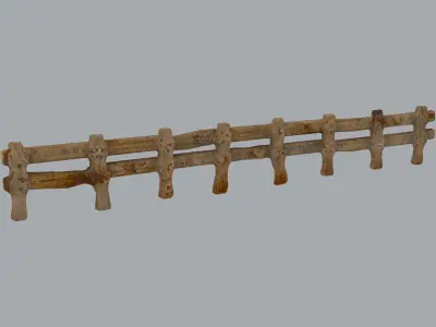 wooden fence Low-poly 3D model
