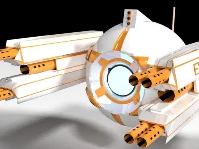 Scifi Armed Drone Low-poly 3D model