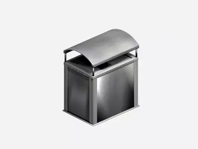 Outdoor galvanize big street box type recycling container Low-poly 3D model