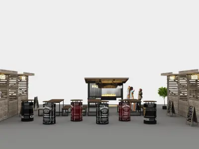 street food restaurant loft 3D model