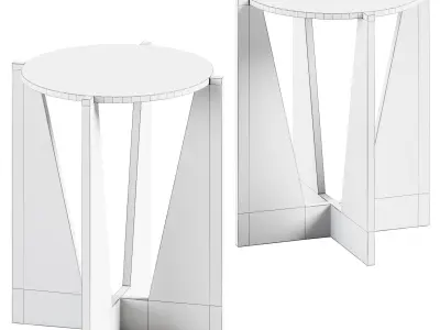 Miro Black Marble End Table with Natural Wood Base 3D model