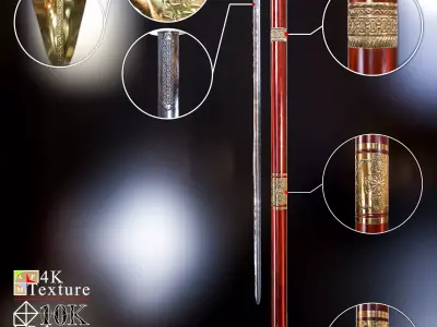 Crutch Sword With Eagle Head 3D model