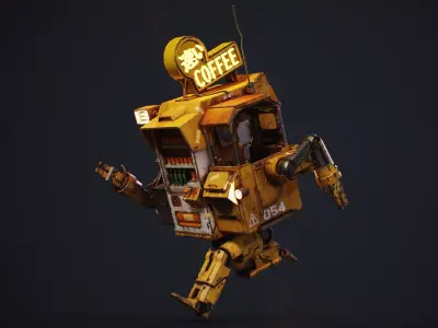 Vending Robot - Post Apocalyptic Mech Low-poly 3D model
