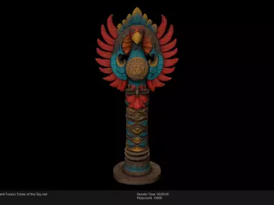 Low Poly Stylized Ancient Turanic Totem of the Sky Low-poly 3D model