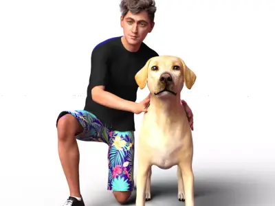 KID PLAY WITH DOG 1 3D print model