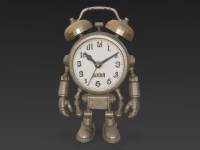 Sci-Fi Alarm Clock Robot PBR 3D Model 3D model