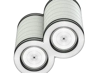 Double Black Cylindrical Light 3D Model 3D model