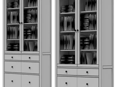 IKEA - HEMNES Cabinet with glass door and 3 drawers with books 3D model