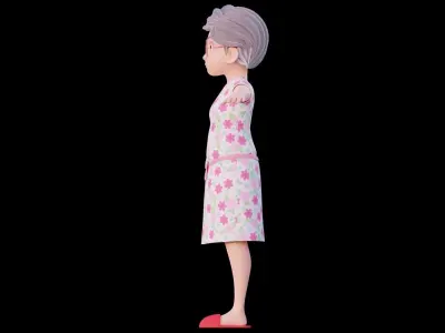 Cartoon Grandma - Fully rigged 3D model
