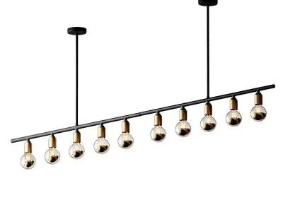 Black And Brass Industrial Five Bulb Bar Light  3D model