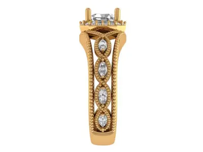Cushion Square Engagemnet Ring 3D print model