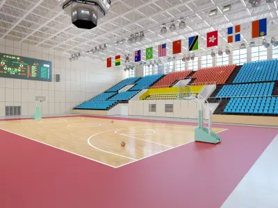 Modern Indoor Basketball Stadium Gymnasium  Low-poly 3D model