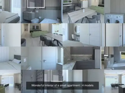 Wonderful interior of a small apartment 3D Model Pack