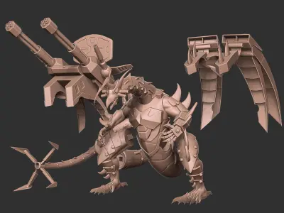 Mecha Dragon Sci-fi Armored Creature 3D Model 3D print model