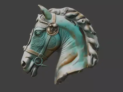 Majestic Ceremonial Horse Bust Low-poly 3D model