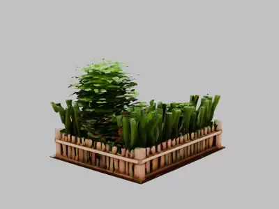 carrot garden Low-poly 3D model