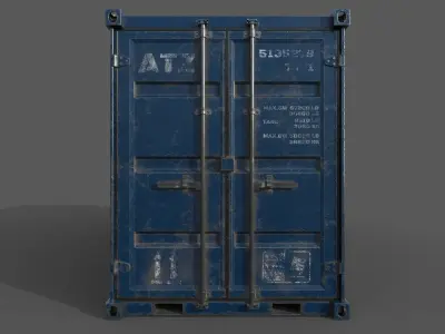  Blue Shipping Container PBR Low-Poly Game Ready 3D Model Low-poly 3D model