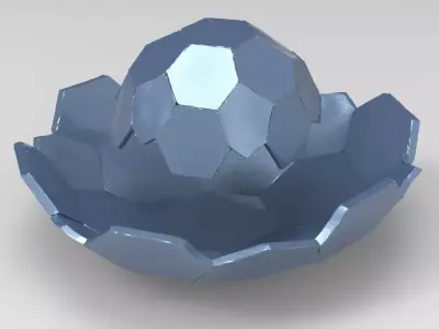Dodecahedron sci fi surface Low-poly 3D model