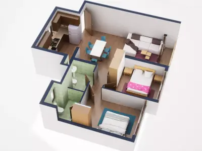 3D Floor Plan Model 34 3D model
