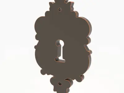 Baroque Keyhole Escutcheon Ornate Scrollwork Door Lock Plate 3D print model