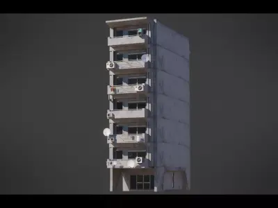 Dystopian Cyberpunk Building 11 Low-poly 3D model