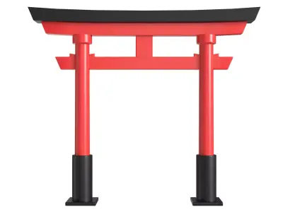 Japanese Red Torii Gate PBR Low-poly 3D model