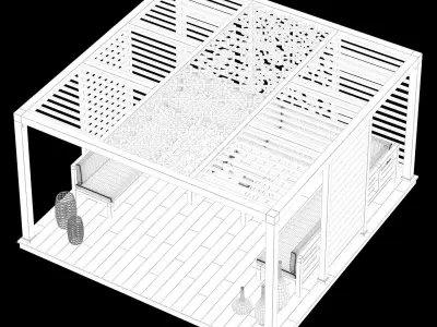 Wood Pattern Gazebo  3D model