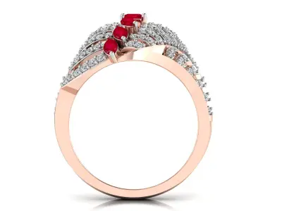 Light Weight Rose Gold Diamond Ring  -RI-261 3D print model